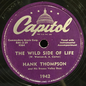 HankWilliamsWildSideOfLife1952